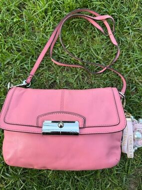 Coach Pink Leather Crossbody with Silver-Tone Turn Lock
